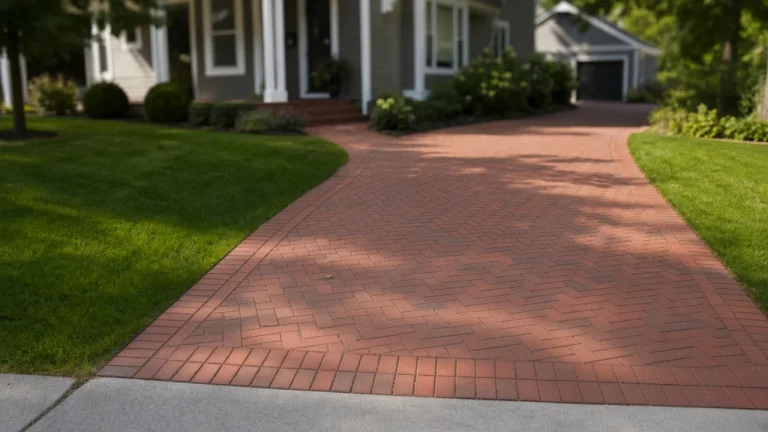 Paver surface with a decorative border that needs Iowa joint maintenance