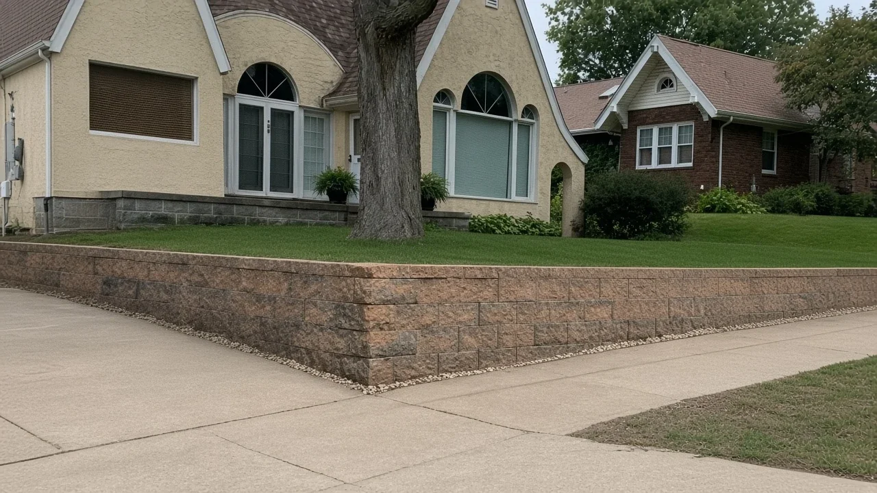 Completed Cedar Falls landscape project with lawn, trees, and beds