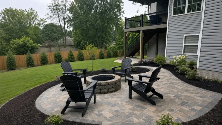 Paver patio with a pergola and lounge seating in Cedar Falls