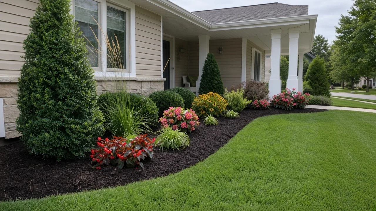 Professionally installed landscape beds and lawn in Cedar Falls
