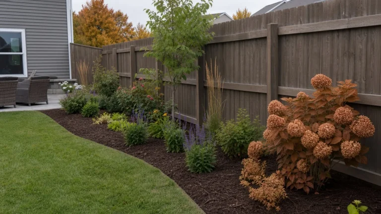 Iowa planting bed heading into fall with established perennials