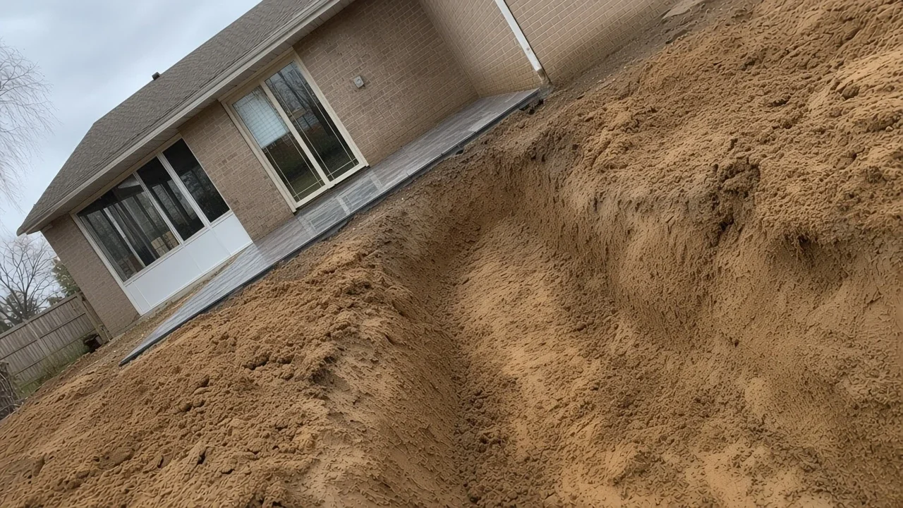 Exposed Iowa subgrade during excavation for planting and drainage