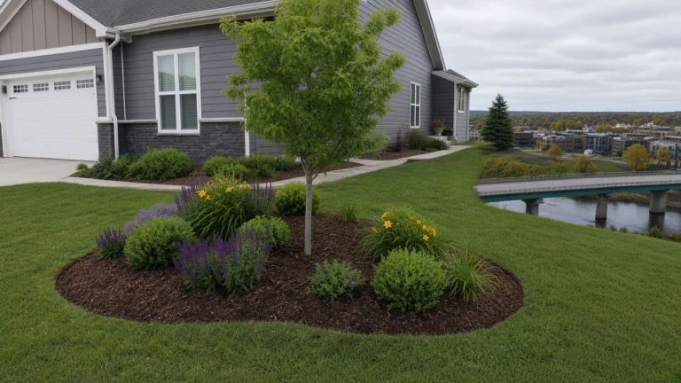 Professionally designed garden and lawn used to estimate landscape design cost