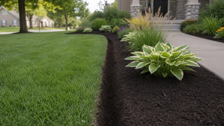 Clean bed edge between lawn and walkway plantings in Cedar Falls
