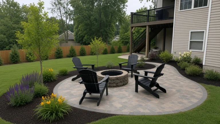 Residential backyard landscaping planned as a phased Iowa project
