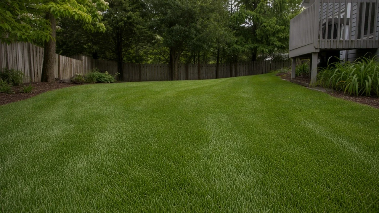Close-cut Iowa turf after professional mowing at the right height