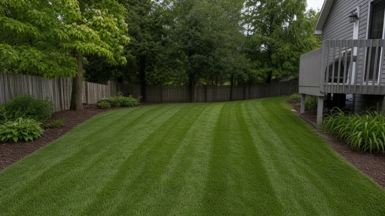 Iowa lawn after seasonal mowing with even color and clean edges