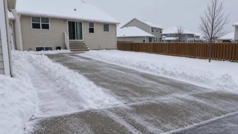 Snow piled off a Cedar Falls driveway after a contracted plow visit
