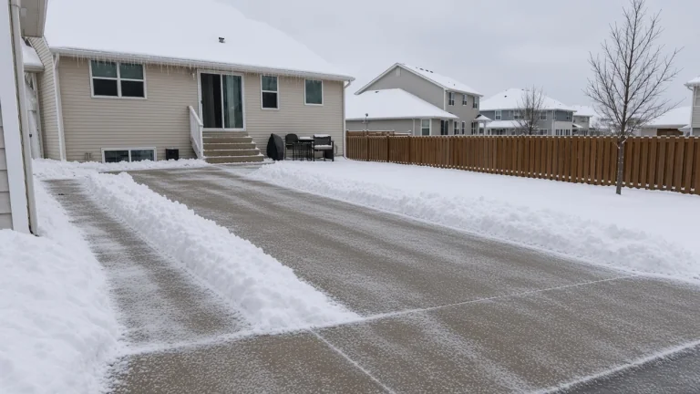 Cleared Iowa driveway and sidewalk after winter snow removal