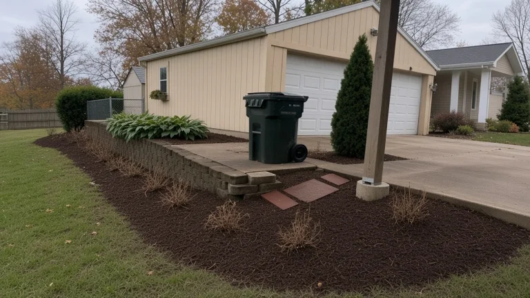 Iowa slope and beds in the off-season before winter landscape protection