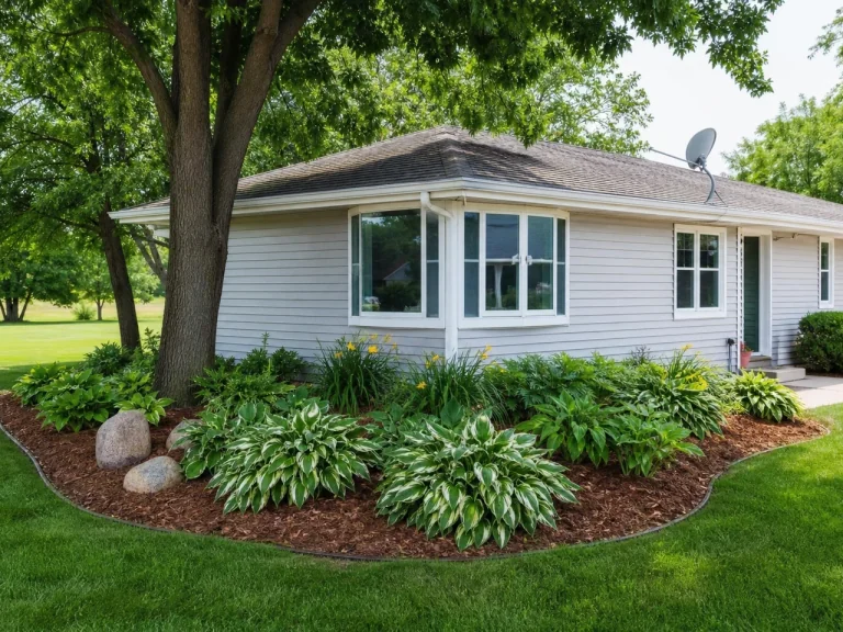 Fresh mulch beds with clean bed edging in Denver, Iowa