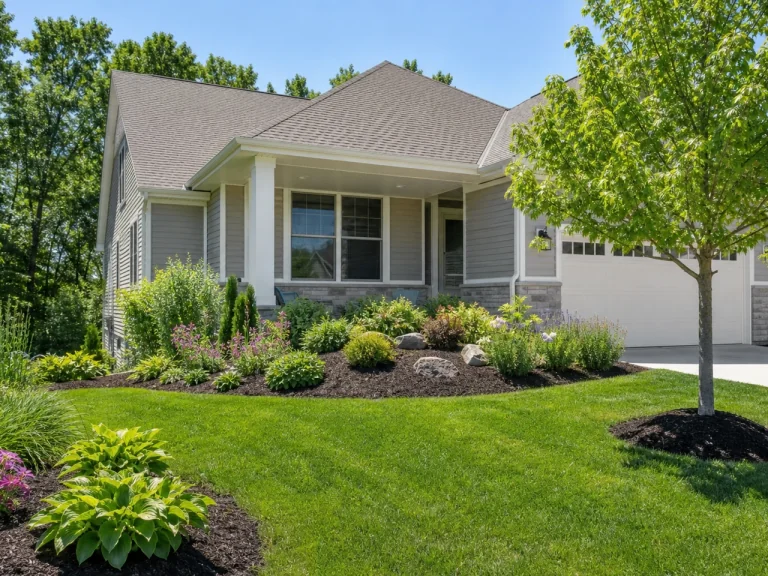 Restored landscape beds and a healthy lawn in Elk Run Heights, Iowa