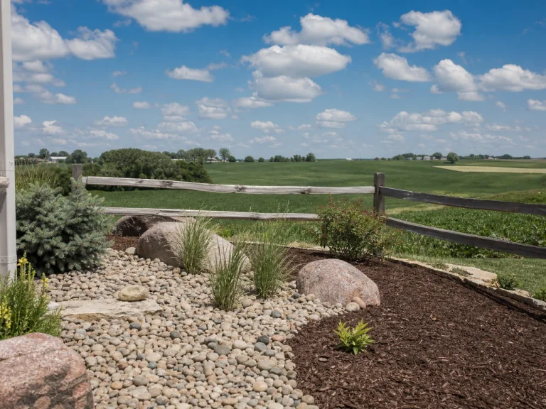 Decorative rock and boulder landscaping in Denver, Iowa