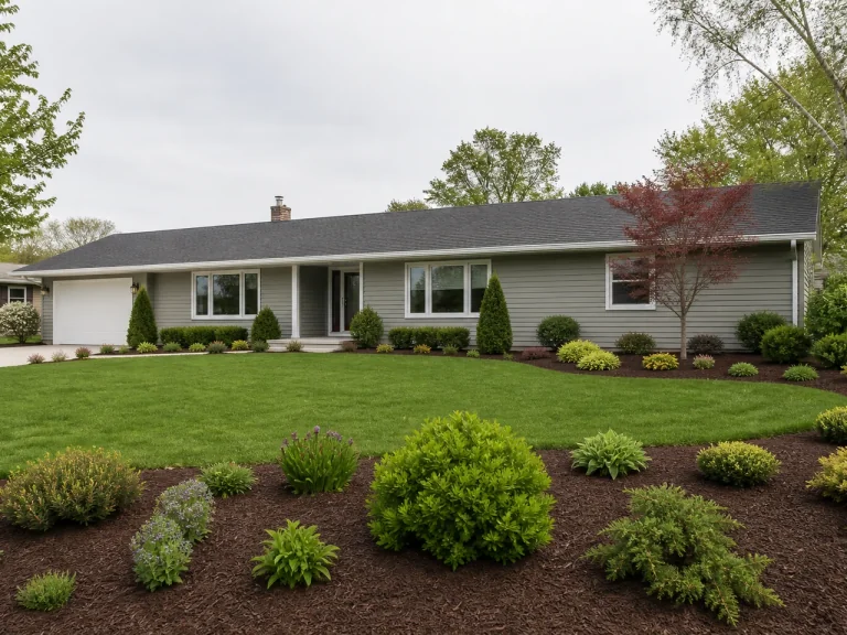 Yard restoration with new plantings in Elk Run Heights, Iowa