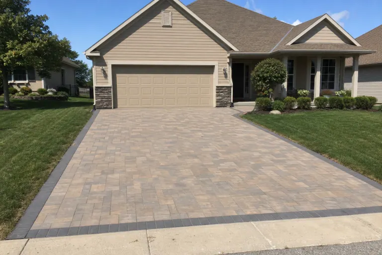 New paver driveway with contrasting border