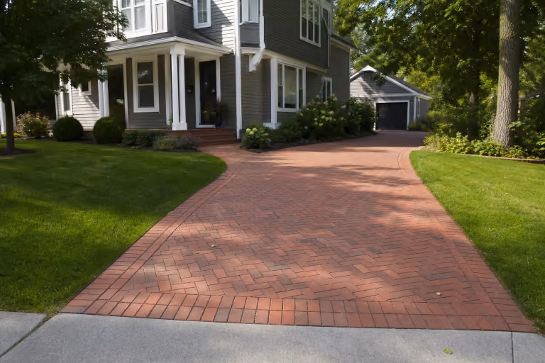 Custom paver driveway installation in Cedar Falls, Iowa