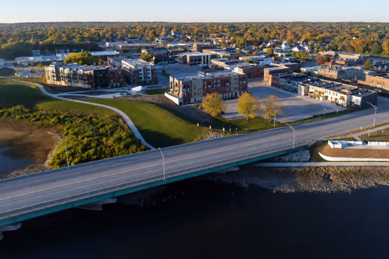 Aerial view of Cedar Falls, Iowa