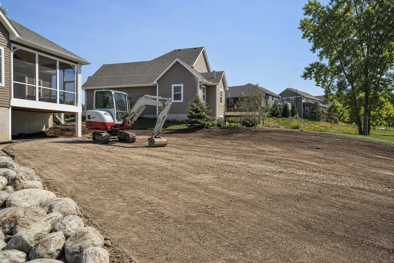 Residential excavation and site grading for landscaping