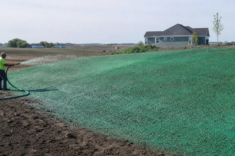 Hydroseeding application for new lawn establishment