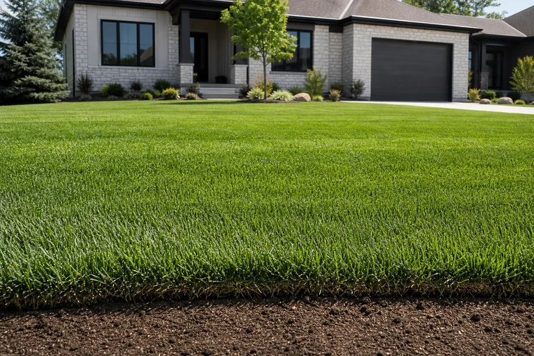 Fresh sod installation with instant green lawn