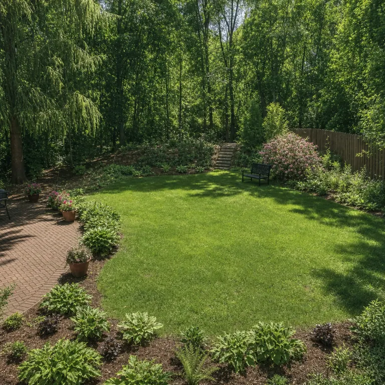 Backyard before pond, stream, and stone bridge installation