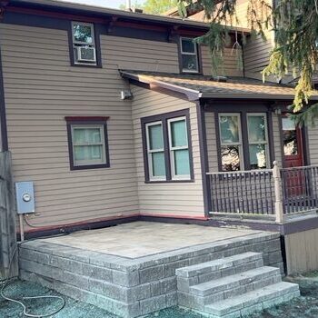 Raised patio in Cedar Falls, Iowa, providing an elevated outdoor area for relaxation and entertainment.