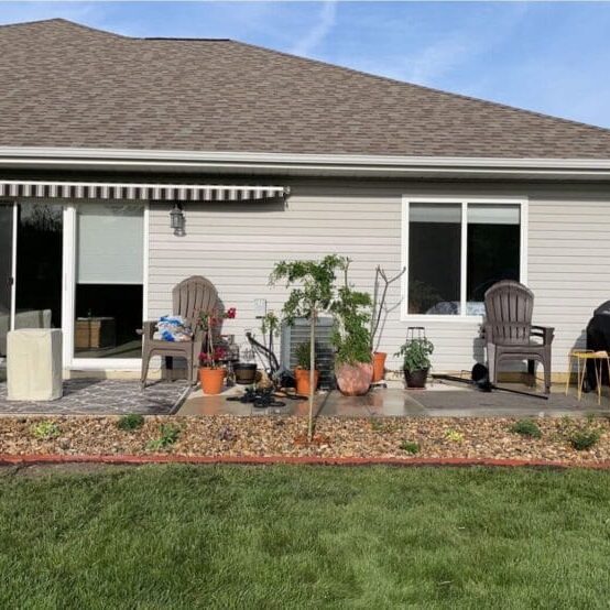 Rock garden in Cedar Falls, Iowa, featuring decorative stones and low-maintenance landscaping.